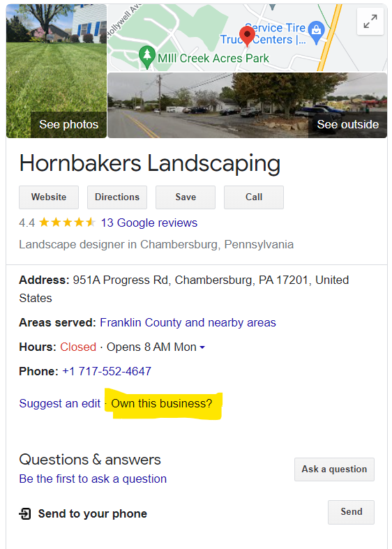 claim google my business listing screenshot