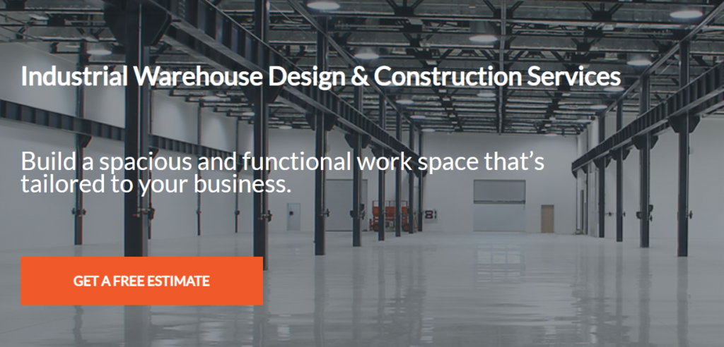warehouse construction landing page example