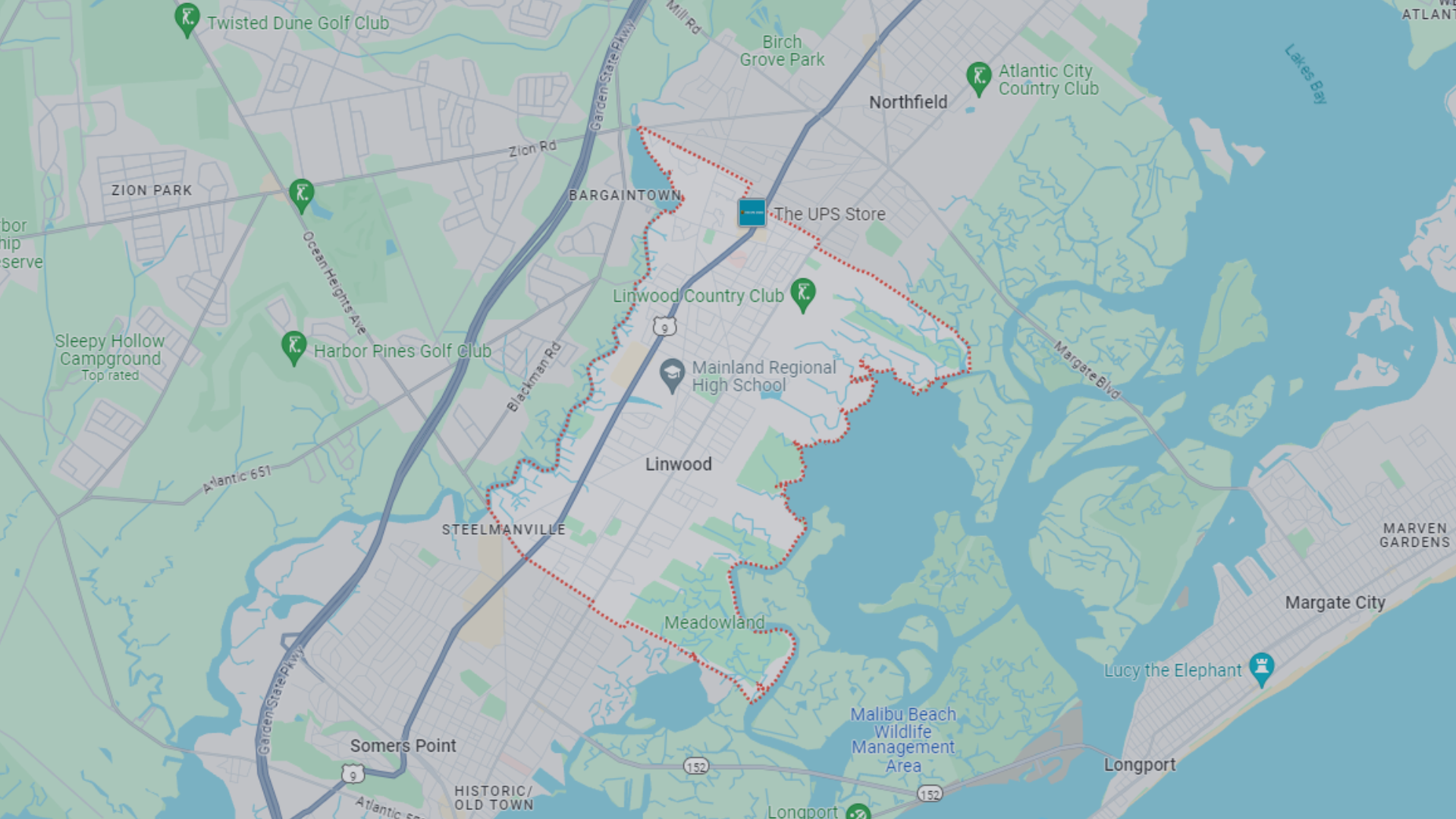 Map of Linwood, NJ
