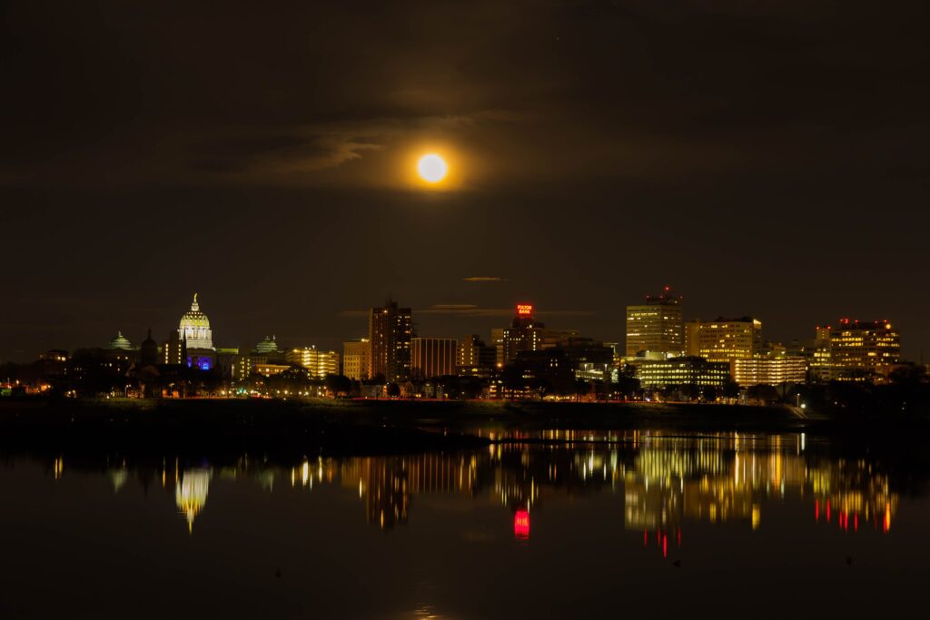 HARRISBURG SKYLINE AT NIGHT