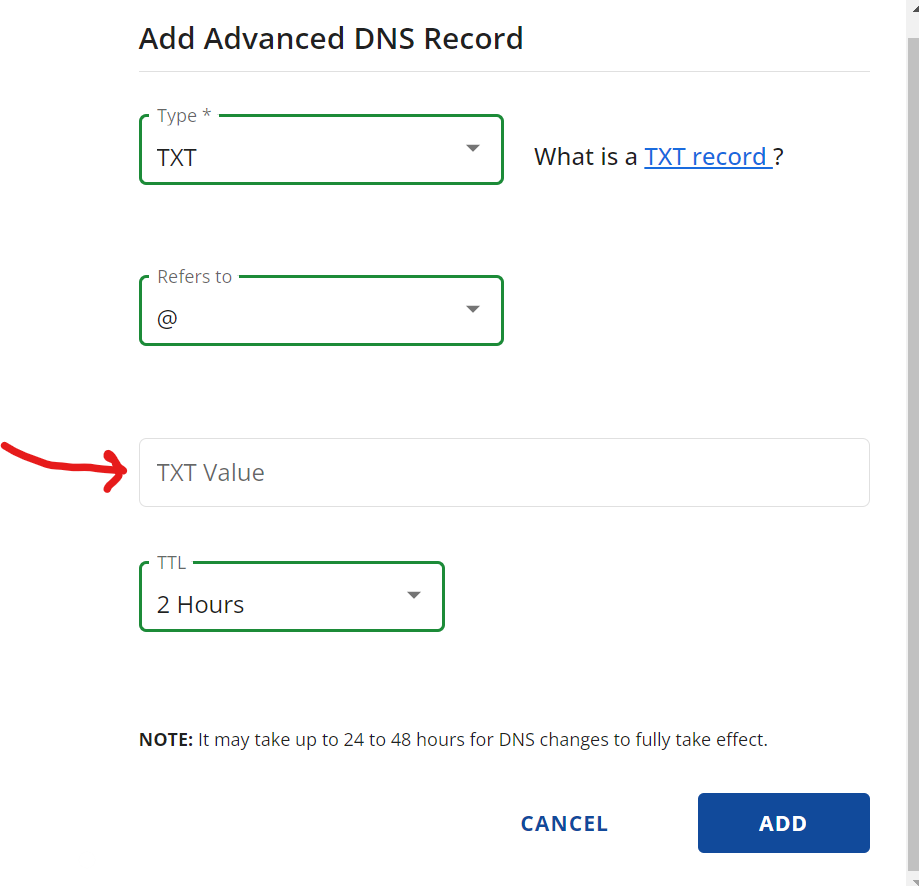 Adding TXT script to your DNS record in Bluehost