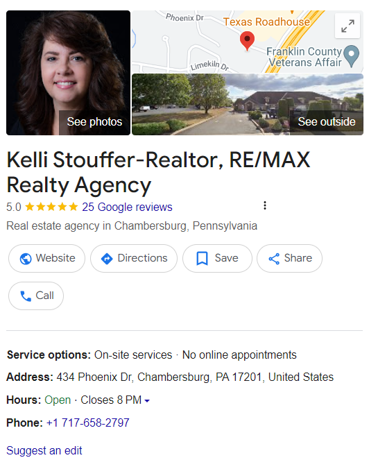 real estate agent google my business profile example