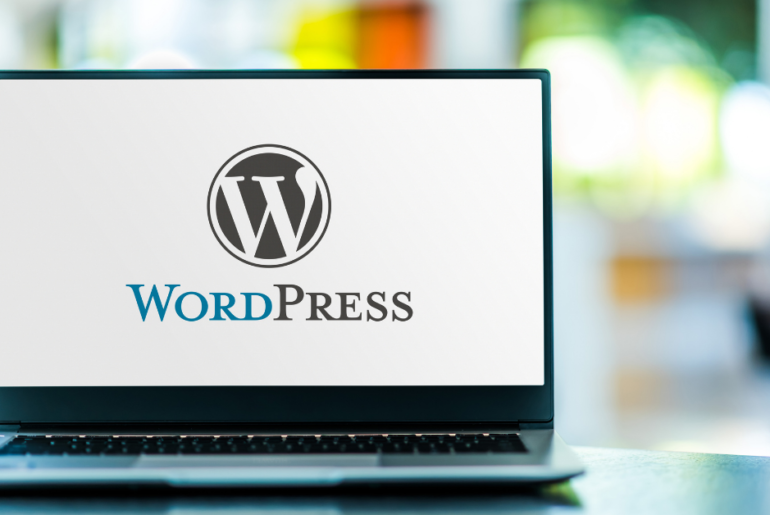 wordpress logo on laptop