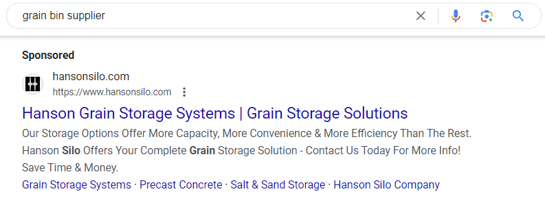 ag equipment google ad example